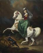 Charles Christian Nahl and august wenderoth Reiterin auf nach links aufsteigendem Schimmel . Spain oil painting artist